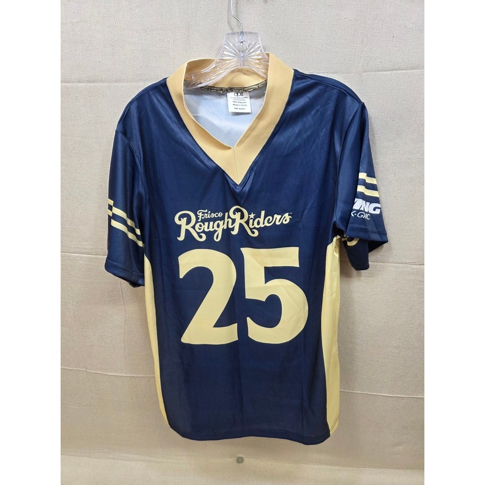 Frisco RoughRiders Jersey Mens‎ Large Navy Gold #25 MiLB Baseball APC Promo